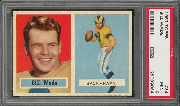 1957 Topps Football #34 Bill Wade – PSA MINT 9